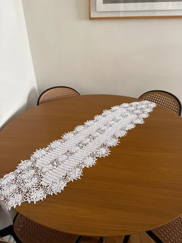 Passarela de mesa de crochê comprimento 1,43 largura 30