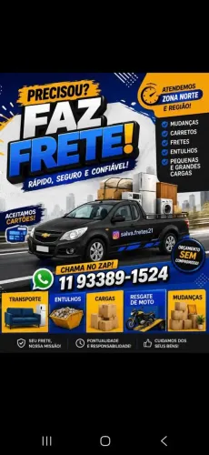 Fretes rápidos  e pequenos  carretos