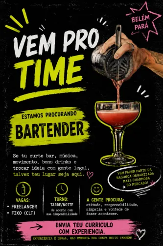 VAGAS PARA BARTENDER/BARMAN