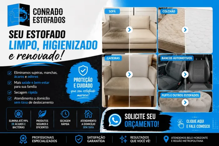 Limpez de sofá retrátil, cama, cabeceira, bancos 