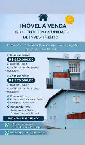Vende-se imóvel com duas casas independentes