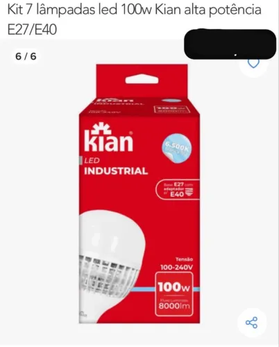 Kit 7 lâmpadas led 100w E27/E40