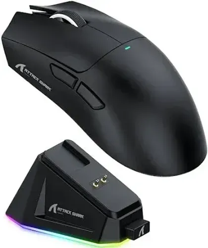 Mouse Gamer Sem Fio Attack Shark X11 Tri-Mode - Bluetooth, 2.4G e Cabo, com Base de Carreg