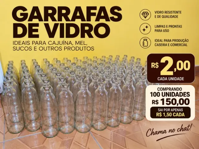 GARRAFAS DE VIDRO PARA CAJUÍNA E MEL