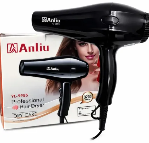 Secador De Cabelo Profissional Anliu Yl-1286 3200w Cor Preto Voltagem