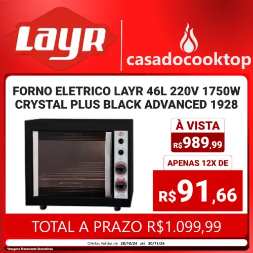 Forno Elétrico Layr 46L 220V 1750W Crystal Plus Black Advanced 1928