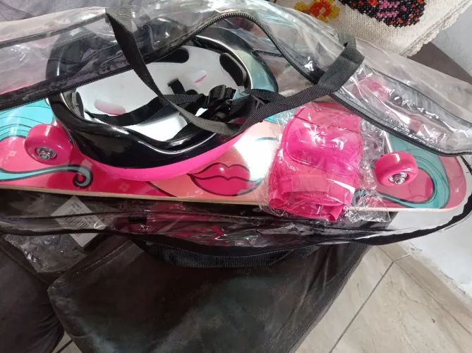 Para sair hoje Skate Completo Infantil Com Capacete, Protetor de Joelho e Cotovelo