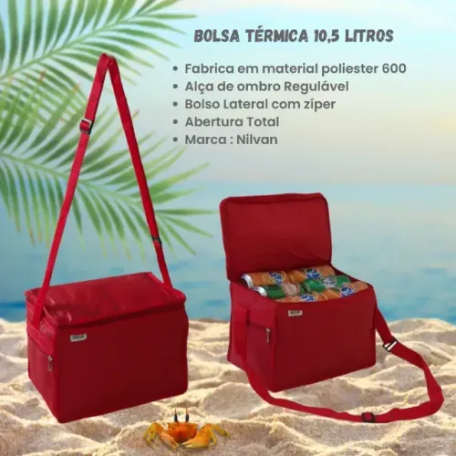 Bolsa Térmica Pp Lona Com Alça De Ombro Nilvan - 10,5 Lts