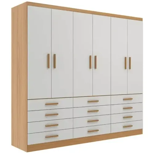 Guarda Roupa New Monaco Casal 6 Portas 12 Gavetas Evidencia 1,83