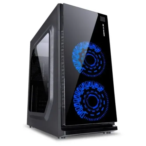 Gabinete Gamer Vinik Crater Black c/ 2 Fans Led Azul - ATX, Micro-ATX e Mini-ITX - WZetta