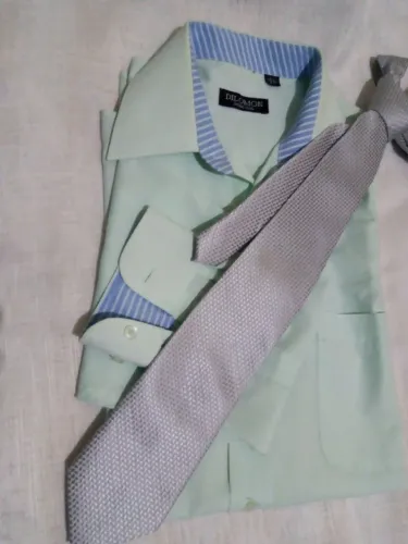 Camisa manga longa Social Verde com Gravata, Dilomom 