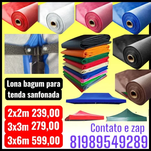 COBERTA PARA TENDA SANFONADA DE LONA BAGUM VÁRIOS CORES 