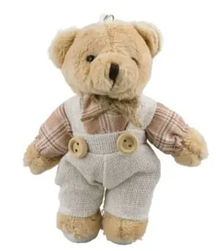 Chaveiro Urso Macho Vestimenta Quadriculada 12cm - Pelúcia<br>REF: YR-001-FM(C)<br>R$ 12,00