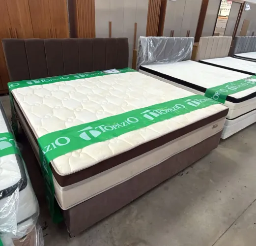Cama Box Queen soft flex molas ensacadas espuma selada tecido em malha fria 