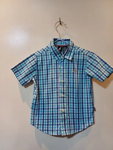 Camisa Infantil Nautica semi-nova Xadrez Azul