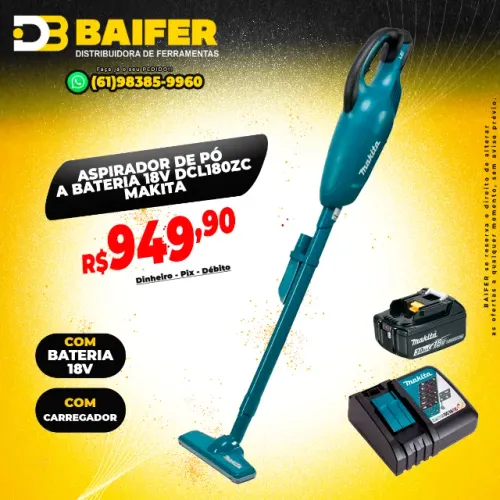 Aspirador de Pó a Bateria 18v DCL180ZC Com Carregador