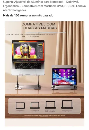 Suporte Ajustável para Notebook - Dobrável e Ergonômico