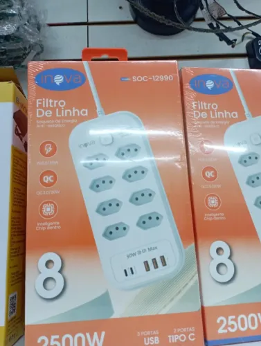 Filtro de Linha Extensão Tomada 3Usb 2 tipo C