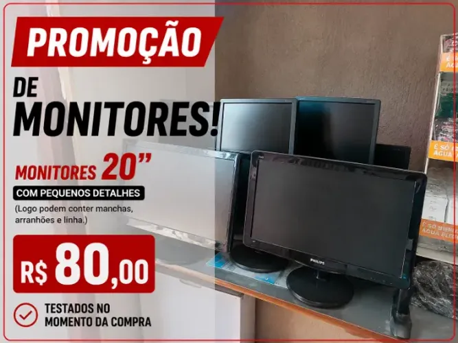 Monitores 20" com pequenos detalhes (Logo podem conter manchas, arranhões e linha.)