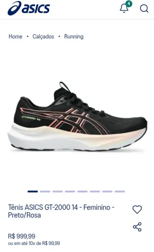 Tênis ASICS GT-2000 14 - Feminino - Preto/Rosa tam.38 (NOVO/ORIGINAL) 