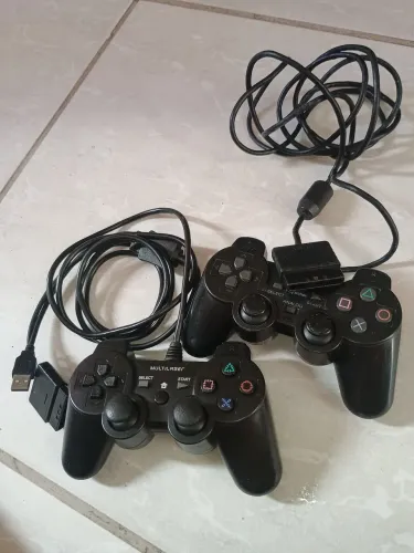 kit 2 controles ps2 e 2 memory cards