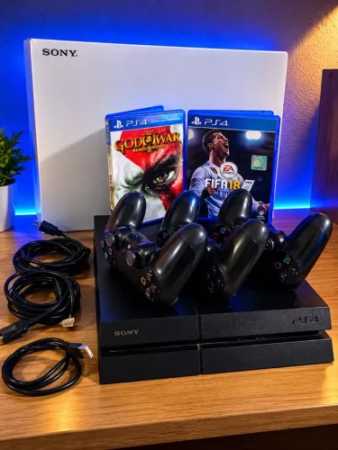 Ps4 Preto Fosco 500 Gb 3 Controles 2 Jogos
