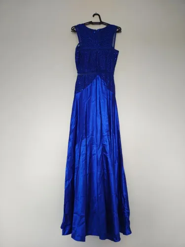 Vestido longo azul brilho 
