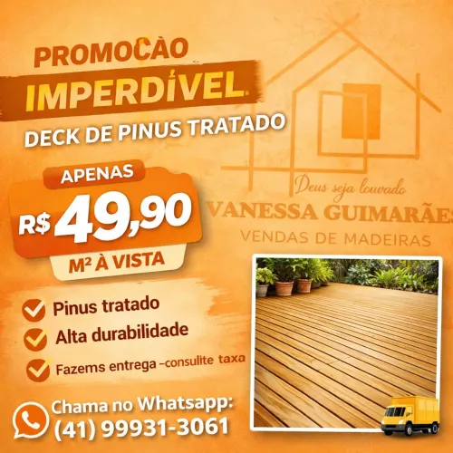 Deck de pinus tratado pronta entrega 
