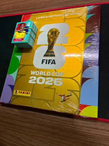 Álbum Copa 2026 Capa Dura Gold + 100 Figurinhas para colar Panini Original