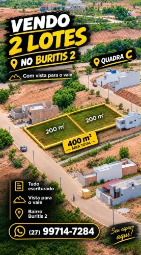 Vendo 2 Lotes no Buritis 2 - Quadra C | 200 m² Cada | Escriturados