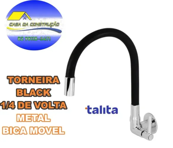 TORNEIRA BICA ALTA PAREDE BLACK GIRATORIA TALITA