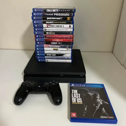 Ps4 Slim 500GBcom jogos, aceito cartão!