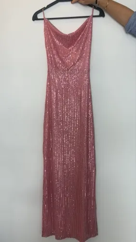 Vestido de Festa Rosa Brilho (costas abertas)