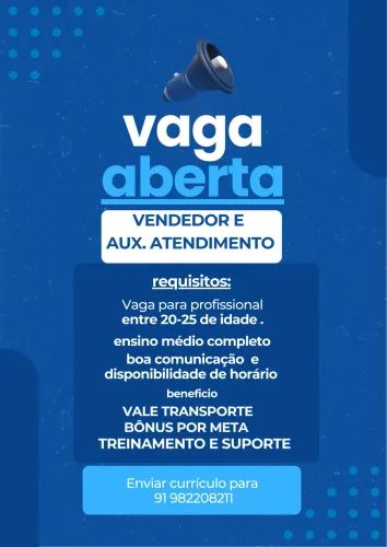 VAGA PARS VENDEDOR E AUX ATENDIMENTO 