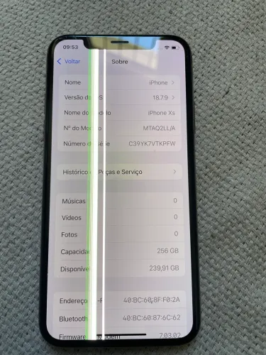 iPhone XS 256GB - Funciona Perfeitamente - Tela e Tampa Traseira Danificadas
