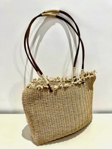 Bolsa de Palha Feminina Bege