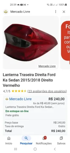 Lanternas traseiras ford ka 2015/2018
