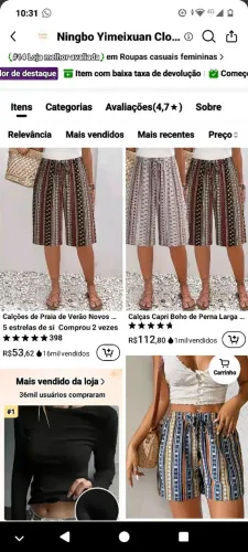 Bermudas femininas poliester
