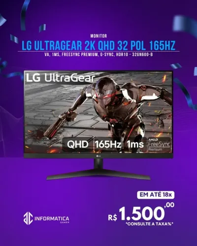 MONITOR LG ULTRAGEAR 2K QHD 32 POL 165HZ