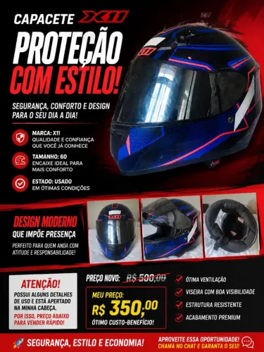 Capacete X11 em ótimas condições 
