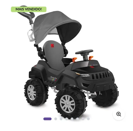 SuperJipe Reclinável Com Capota Passeio e Pedal - Preto - Bandeirante