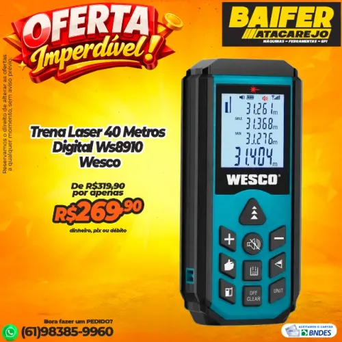 Trena Laser 40 Metros Digital Ws8910 Wesco