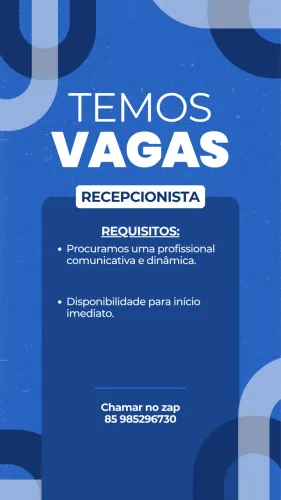 Vaga para recepcionista no Jangurussu