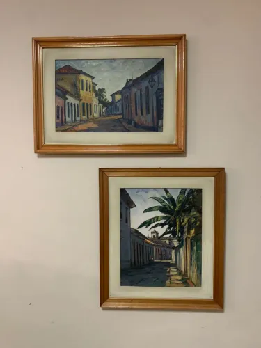 Par de quadros pintura a óleo