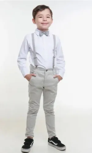 Roupa Infantil Menino Social Casamento Pajem Cinza