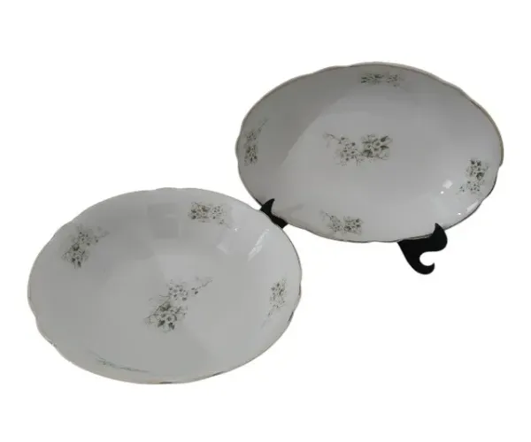 2 Travessas Antigas Porcelana Real Flores e Borda Ouro