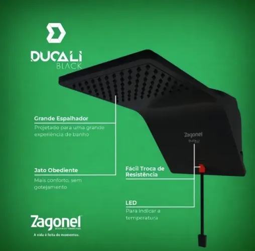 Ducha Zagonel Eletrônica Ducali 7500w Preto 220v 7.5 Kw