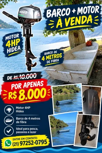 BARCO 4 metros + MOTOR 4HP HIDEA