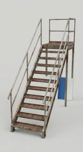 Escada plataforma com guarda corpo