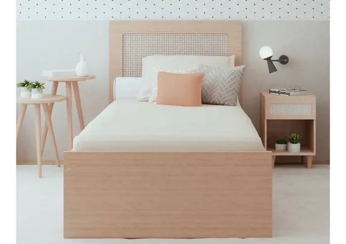 Cama Solteiro Haus Nature com Palha - Carvalho 